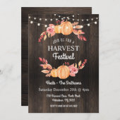 秋ハーベストフェスティバルカボチャウッドフローラ招待状 招待状 (正面/裏面)