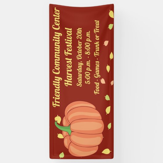 秋ハーベストフェスティバルカボチャトランクまたはトリート 横断幕 (縦)