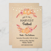 秋ハーベストフェスティバルパンプキンフローラリース招待状 招待状 (正面/裏面)