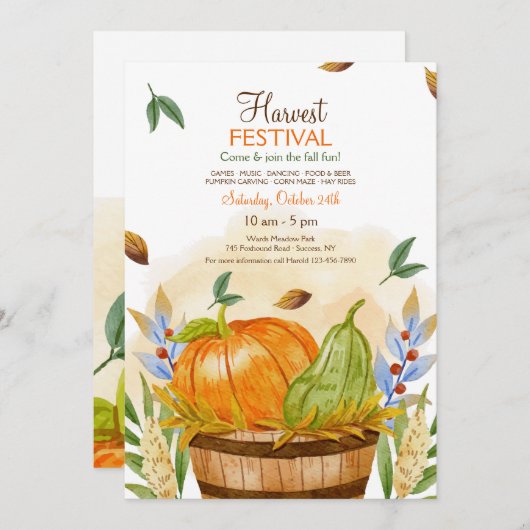 秋ハーベストフェスティバル 招待状 (正面/裏面)