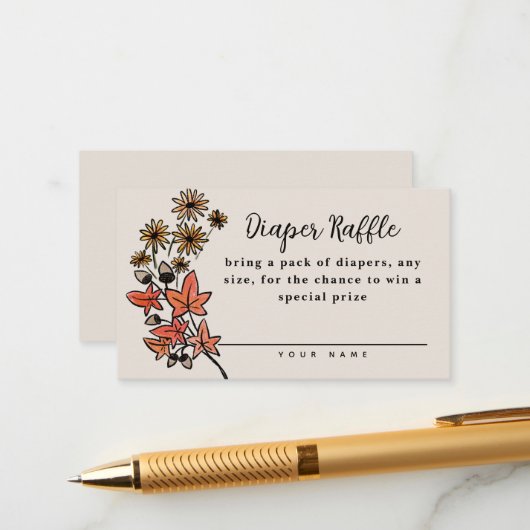 秋ハーベストベビーシャワーおむつラッフル エンクロージャーカード (正面/裏面インサイチュ)