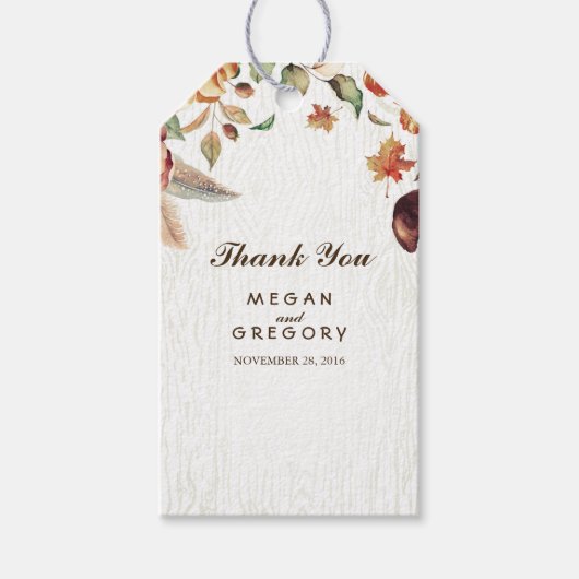 秋ハーベストリーフ素朴結婚リーズ ギフトタグ (正面)