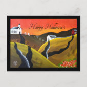 秋ハーベストヴィンテージハロウィーンフォークアート シーズンポストカード (正面)