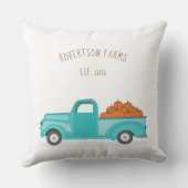 秋ハーベストヴィンテージブルートラックパーソナライズされた クッション (裏面)