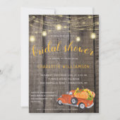 秋ハーベスト素朴バーンウッドライトズブライダルシャワー 招待状 (正面)