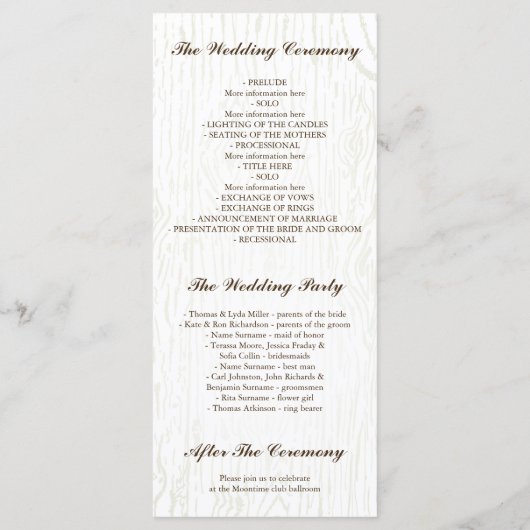 秋ハーベ素朴ストカボチャフローラ結婚式 プログラム (裏面)