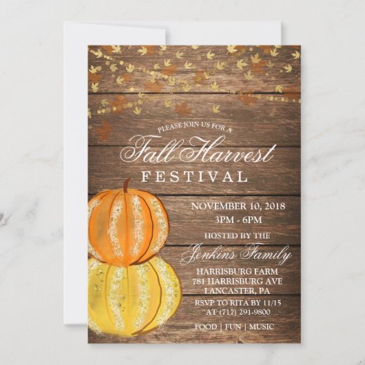 秋ハーベ葉ストライツフェスティバル招待状 招待状 (正面)