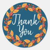 秋ハーベ葉スリースありがとう ラウンドシール (正面)