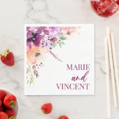 秋バイオレットマゼンタパープルフローラフラワー結婚ズ スタンダードランチョンナプキン (インサイチュ)