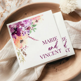 秋バイオレットマゼンタパープルフローラフラワー結婚ズ スタンダードランチョンナプキン