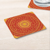 秋バスケットウィーブフラワー スクエアペーパーコースター (アングル)