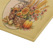 秋バスケット、花、かぼちゃ、トウモロコシ丸 カッティングボード (角)