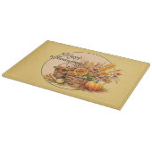 秋バスケット、花、かぼちゃ、トウモロコシ丸 カッティングボード (角)