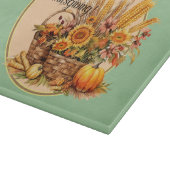 秋バスケット、花、かぼちゃ、トウモロコシ丸 カッティングボード (角)