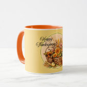 秋バスケット、花、かぼちゃ、トウモロコシ感謝祭 マグカップ (正面左)