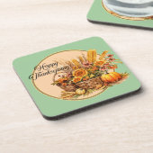 秋バスケット、花、かぼちゃ、トウモロコシ コースター (左側)