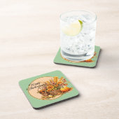 秋バスケット、花、かぼちゃ、トウモロコシ コースター (右側)