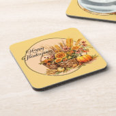 秋バスケット、花、かぼちゃ、トウモロコシ コースター (左側)