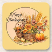 秋バスケット、花、かぼちゃ、トウモロコシ コースター (正面)