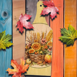 秋バスケット、花、かぼちゃ、メイズパドル カッティングボード