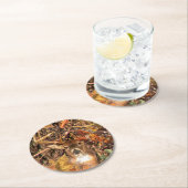 秋バック迷彩柄ホワイトテールディアー ラウンドペーパーコースター (インサイチュ)