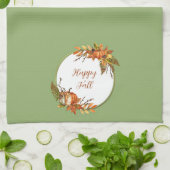 秋バニーとカボチャとカスタマイズ可能な文字 キッチンタオル (折り畳み)