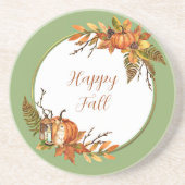 秋バニーとカボチャとカスタマイズ可能な文字 コースター (正面)