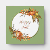 秋バニーとカボチャとカスタマイズ可能な文字 フォトプラーク (正面)