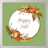 秋バニーとカボチャとカスタマイズ可能な文字 ポスター (正面)