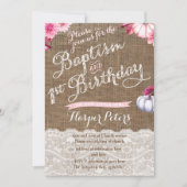 秋バプテスマ1st誕生日お祝いのための女の子 招待状 (正面)