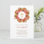 秋バプテスマ|紅葉と金ゴールドクロス 招待状 (スタンド正面)