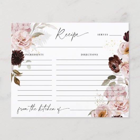 秋バラブライダルシャワー活動ゲームレシピカード (正面)