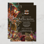 秋バラ秋蝶銀金ゴールド 招待状 (正面/裏面)