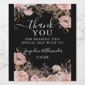 秋バラ金ゴールド赤面ピンクブラックウォーター色 ワインラベル (シングルラベル)