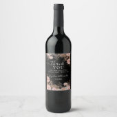 秋バラ金ゴールド赤面ピンクブラックウォーター色 ワインラベル (正面)