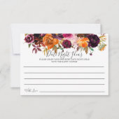 秋バーガンディオレンジフローラデートナイトアイディアカード 招待状 (正面)