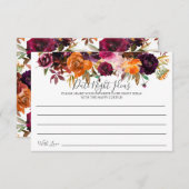 秋バーガンディオレンジフローラデートナイトアイディアカード 招待状 (正面/裏面)