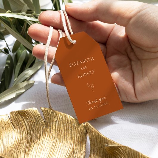 秋バーントオレンジズ結婚テラコッタシンプル ギフトタグ