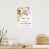 秋バーンドオレンジイエローブライダルシャワー歓迎 ポスター (キッチン)