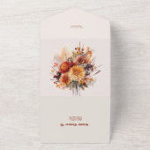 秋バーンドオレンジウォーターカラーパンパスグラス結婚ズ オールインワン招待状 (外側)