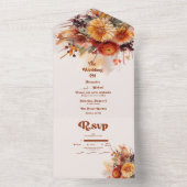 秋バーンドオレンジウォーターカラーパンパスグラス結婚ズ オールインワン招待状 (内側)