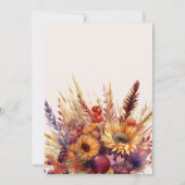 秋バーンドオレンジウォーターカラーパンパスグラス結婚ズ セーブザデート (裏面)