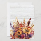 秋バーンドオレンジウォーターカラーパンパスグラス結婚ズ セーブザデート (裏面)