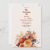 秋バーンドオレンジウォーターカラーパンパスグラス結婚ズ 招待状 (正面)