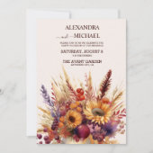 秋バーンドオレンジウォーターカラーパンパスグラス結婚ズ 招待状 (正面)