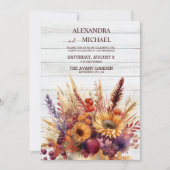 秋バーンドオレンジウォーターカラーパンパスグラス結婚ズ 招待状 (正面)