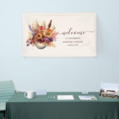 秋バーンドオレンジウォーターカラーパンパスグラス結婚ズ 横断幕 (トレードショー)