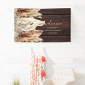 秋バーンドオレンジウォーターカラーパンパスグラス結婚ズ 横断幕 (インサイチュ)