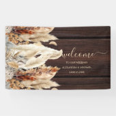 秋バーンドオレンジウォーターカラーパンパスグラス結婚ズ 横断幕 (横)