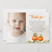 秋バーンドオレンジカボチャパッチ誕生日 サンキューカード (正面)